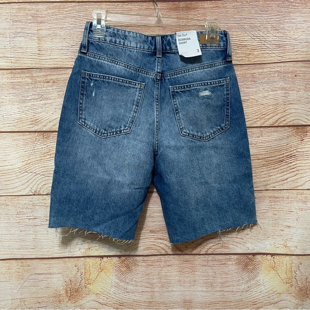 TRUE CRAFT Wyatt High Waist Spring Basa Distressed‎ Denim Shorts